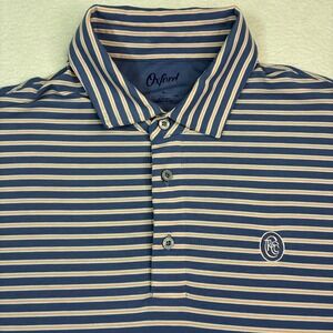 Oxford Cherokee Town Country Club Golf Polo Shirt Mens Large Blue Striped Preppy